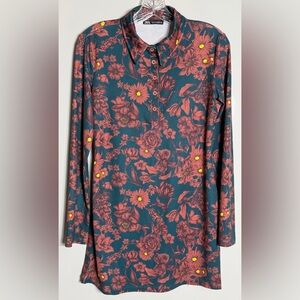 Zara Floral Long Sleeve Dress Size Small